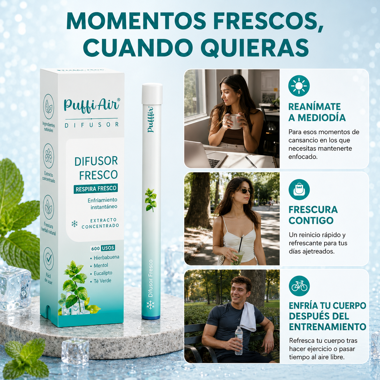 Difusor Herbal Refrescante - Hasta 600 Inhalaciones